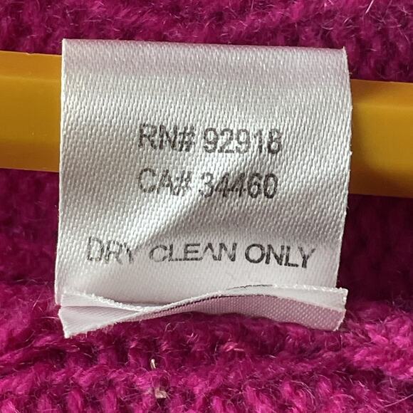 Vtg Juicy Couture Womens L Cashmere Hot Pink Cable Knit Sweater Brown Stripe Slv - Picture 8 of 8